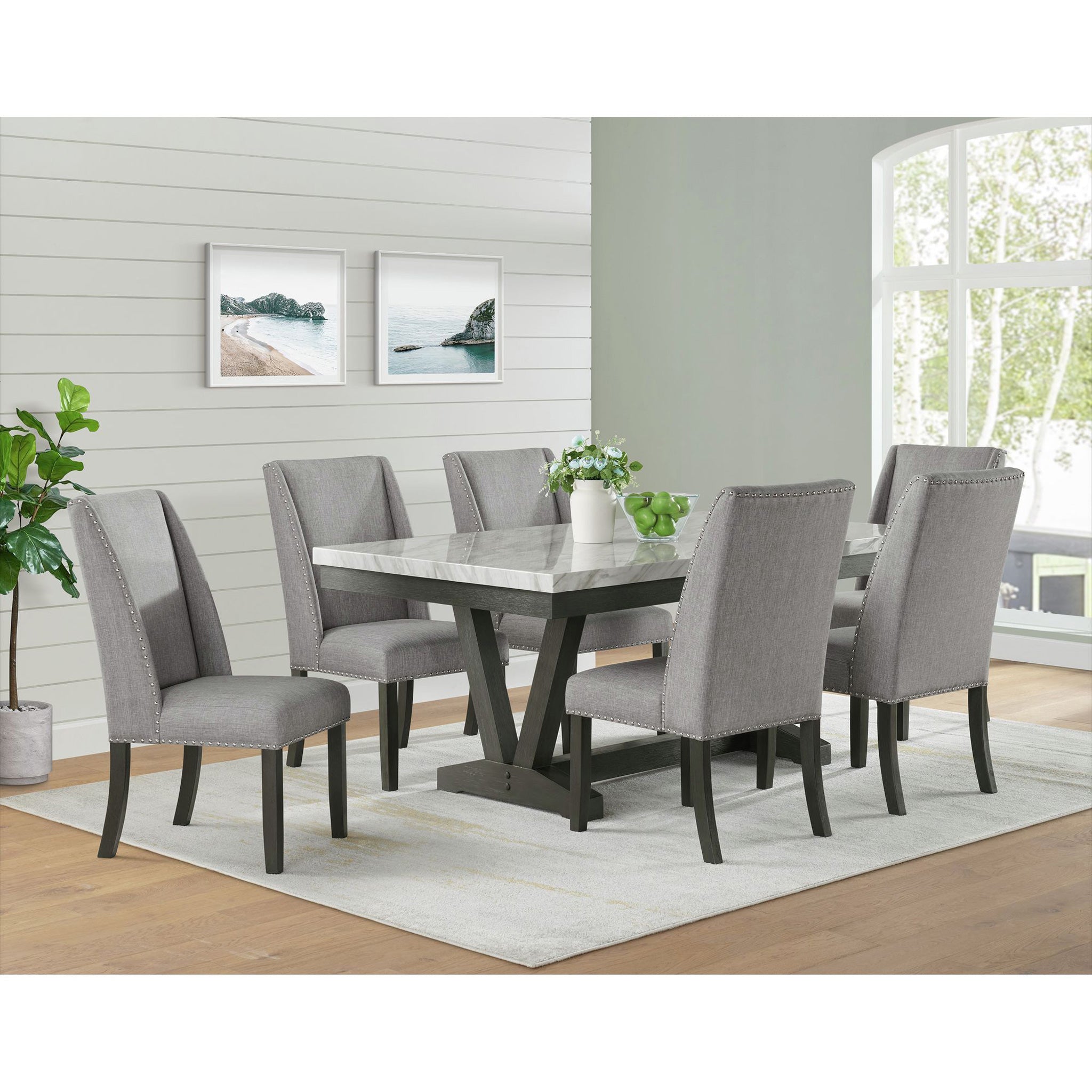 Marble top 7 piece best sale dining set