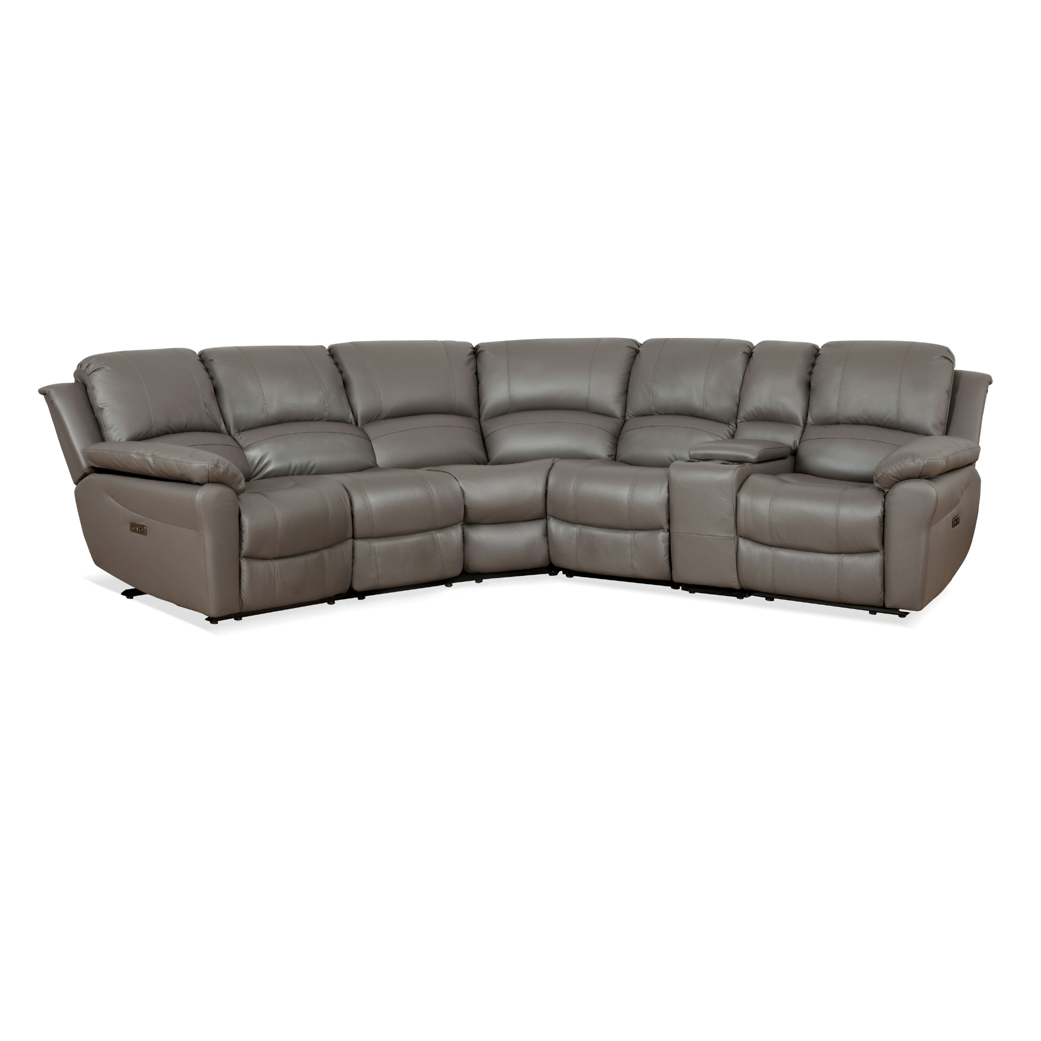 Mahone Leather Power 6pc Sectional