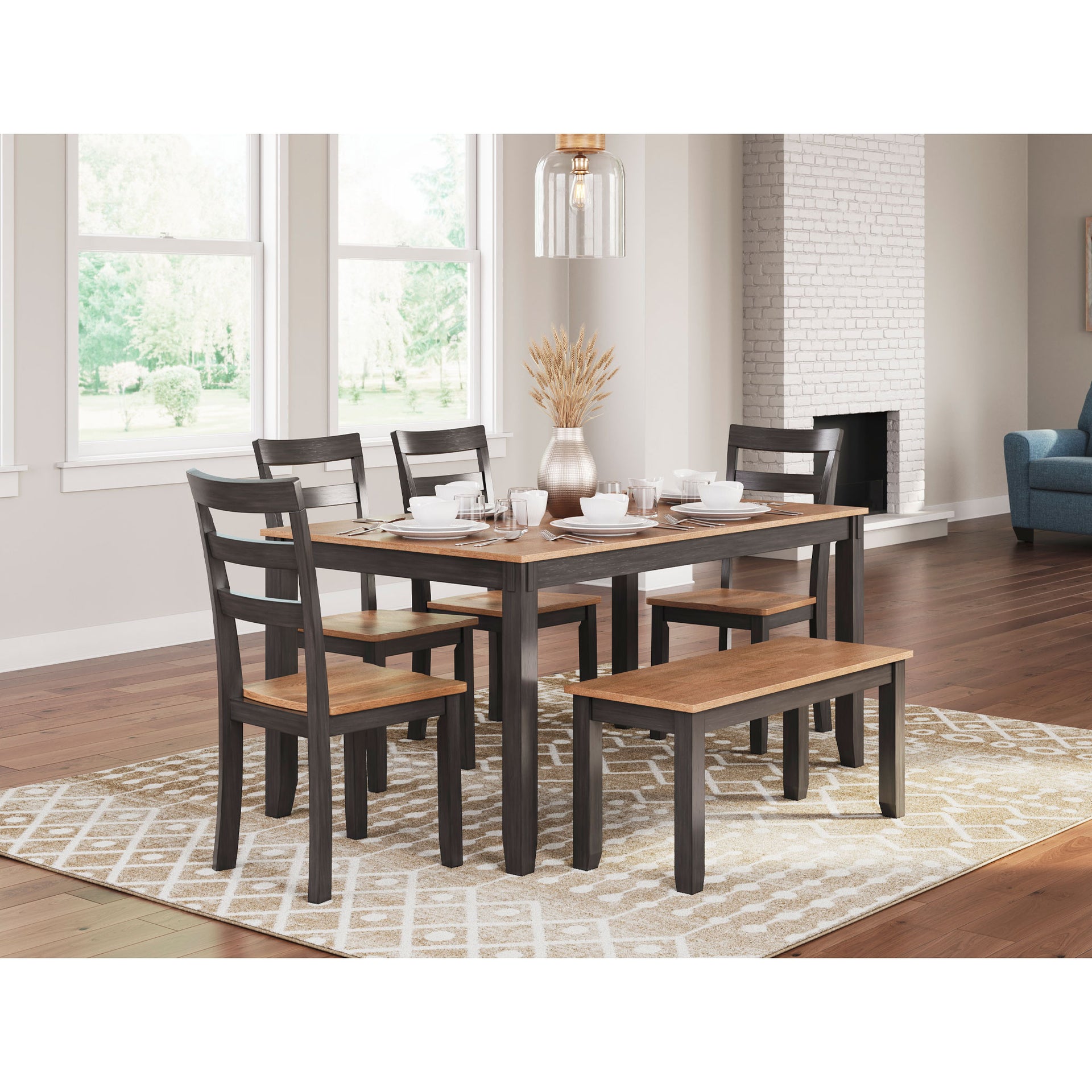 Gesthaven Dining Table with Chairs and Bench – WorldWide Furniture
