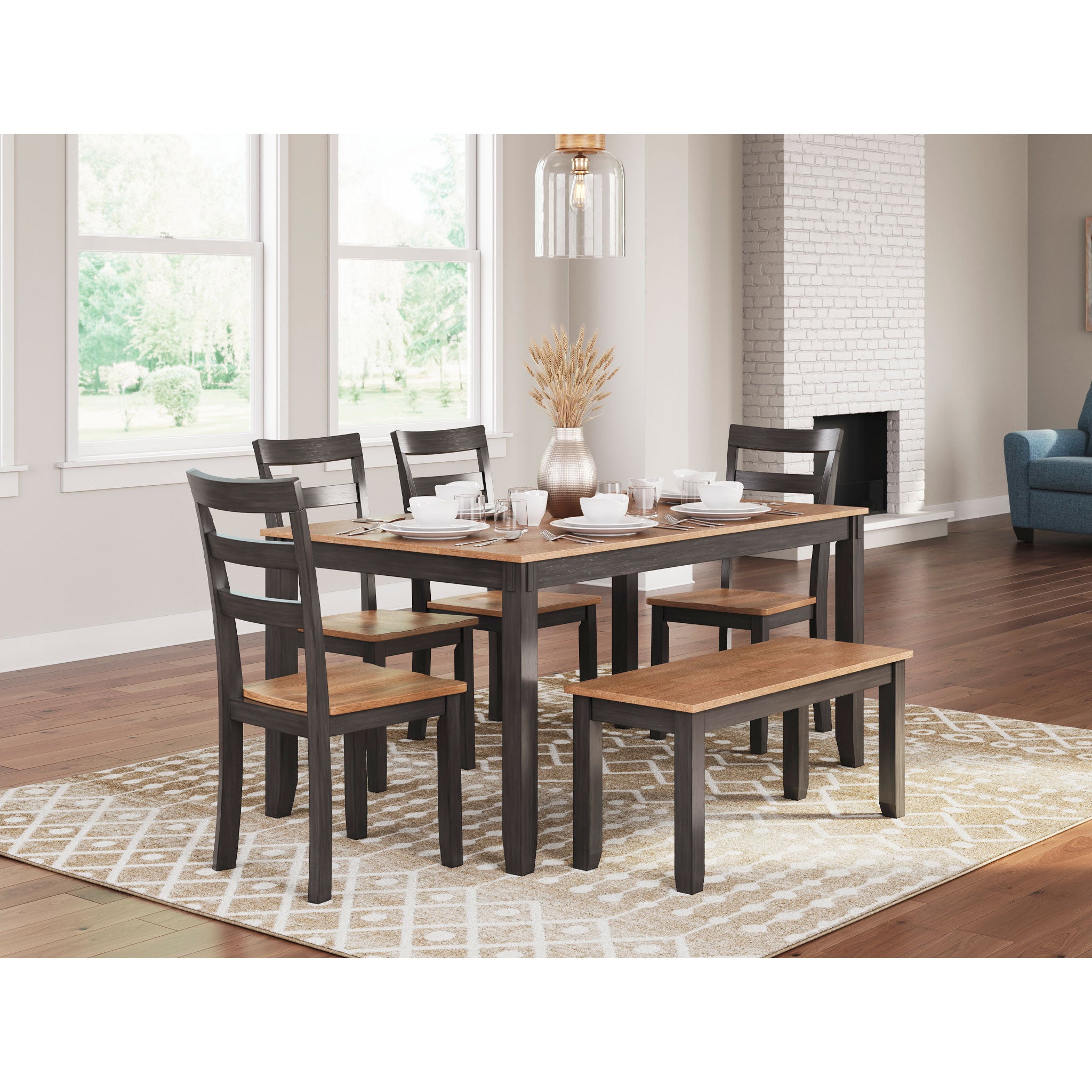 Gesthaven Dining Table with 4 Chairs and Bench